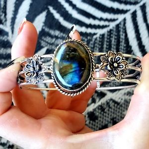 New Labradorite 925 Silver Open Cuff Bracelet.